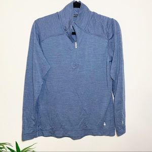 Smartwool 100% Merino Wool Blue 1/4 Zip Pullover Size XL